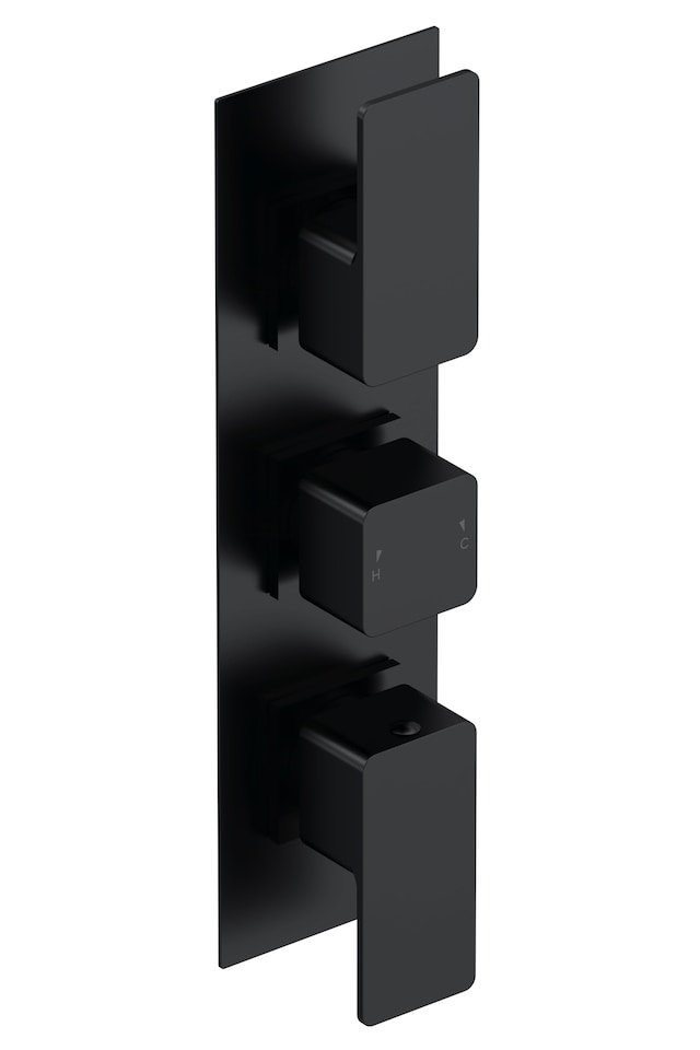 image 1 of Balterley Empire 2 Outlet Concealed Shower Valve Thermostatic Square - Thermostatic Valve | Black | Matt Black | 1