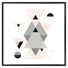 Pink & grey geometric triangles (Picture Frame) Black | XS