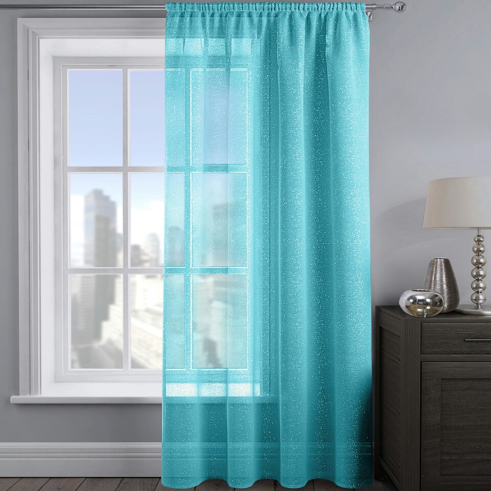 image 1 of Velosso Alessandria Sparkle Slot Top Voile Panel - 137cm x 122cm Blue | Teal