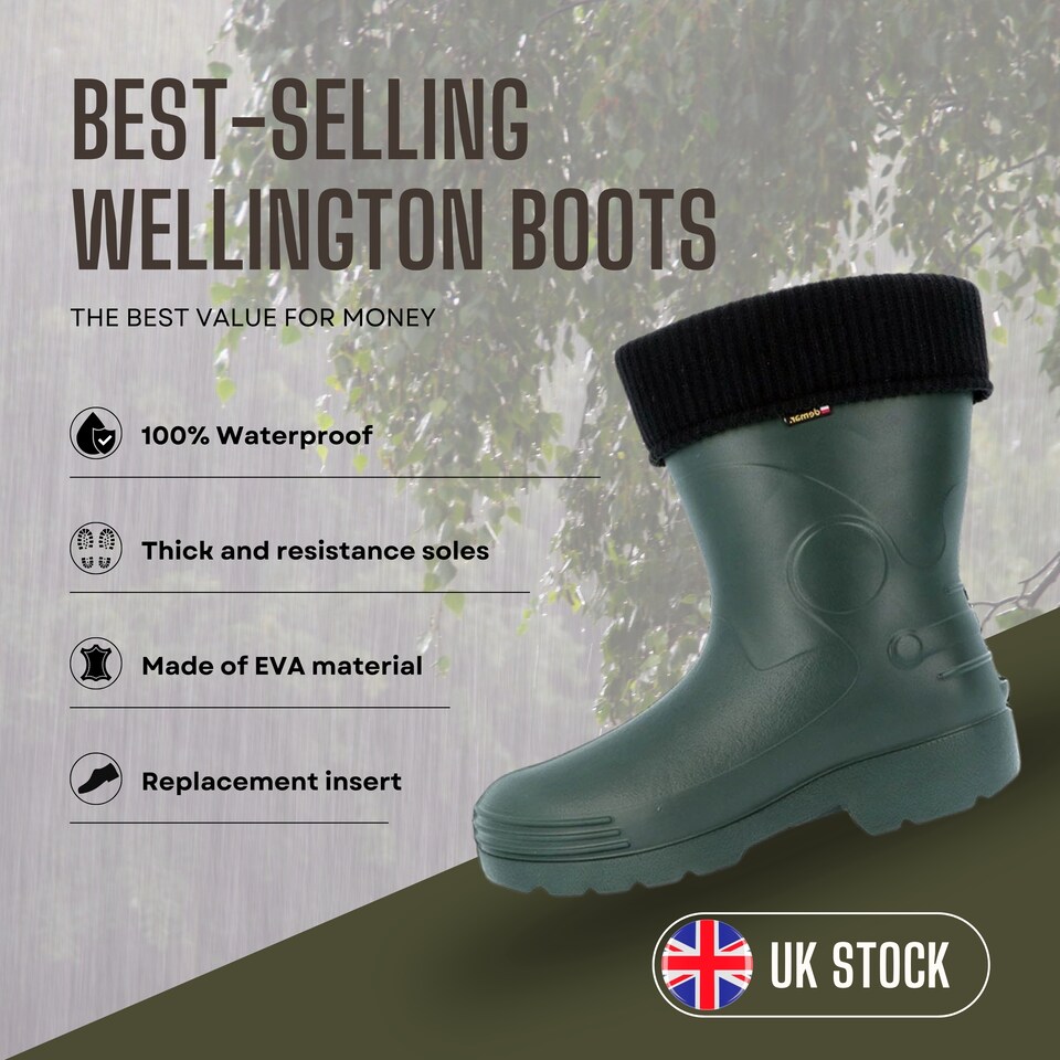 image 1 of Demar Farmer Men's EVA Rain Boots with Removable Insert, Green, EU 40