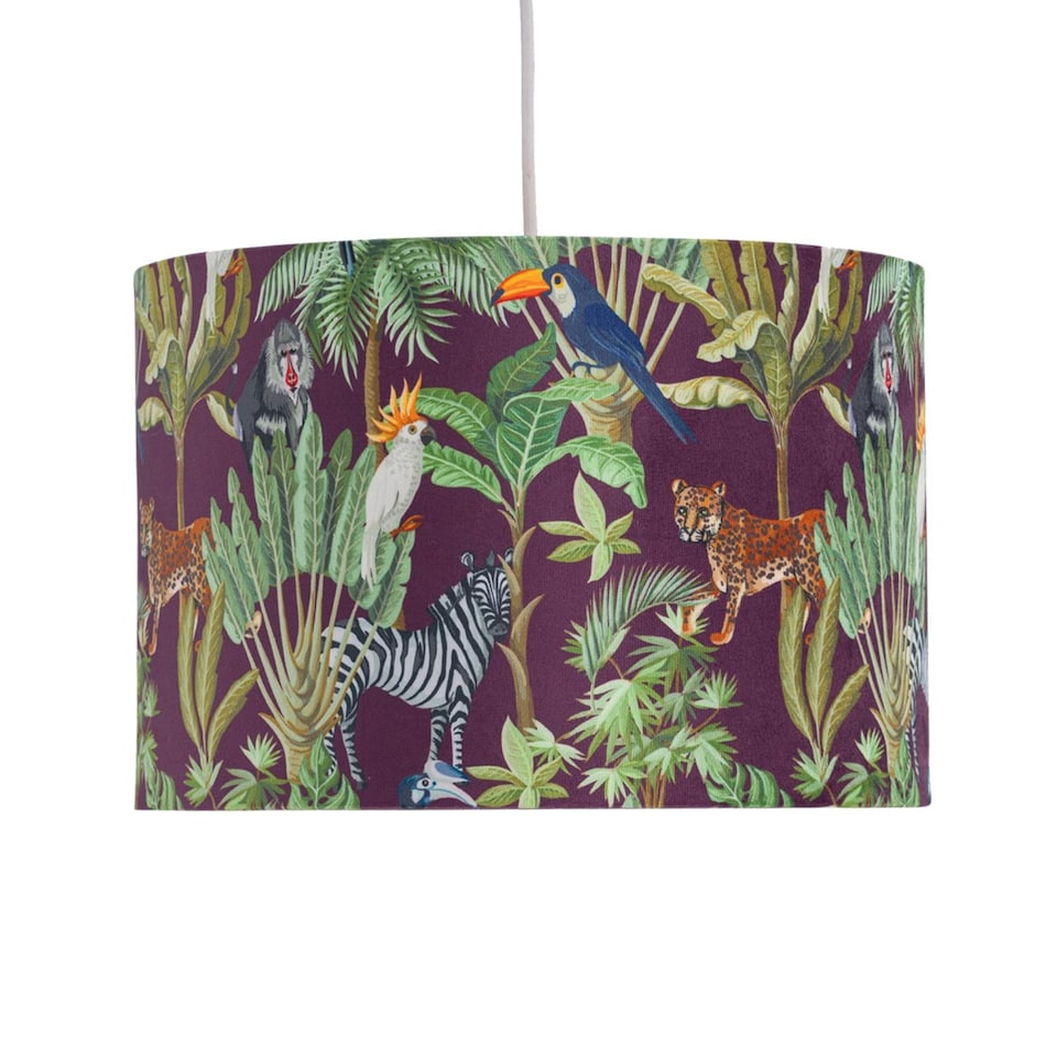 image 1 of Safari - Velvet Safari Design 30cm Pendant or Table Lamp Shade | Multi | Gold | Large | 1
