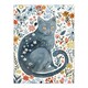 image 3 of Cat Lover Russian Blue with Bright Wildflowers Black Framed Wall Art Print A4