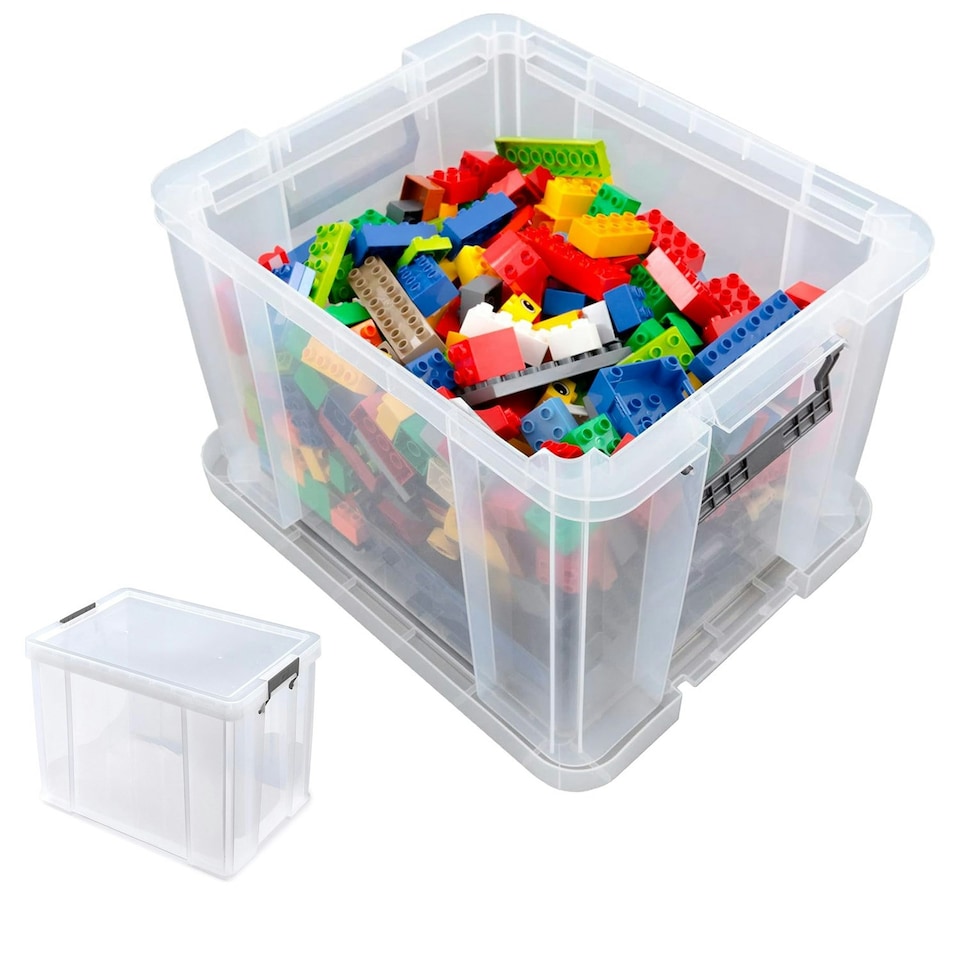 image 1 of 1 x Large Clear Stackable Nestable 10 Litre Storage Container With Clip Locked Lid & Strong Handles Clear