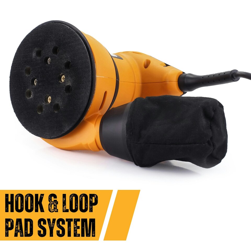 image 1 of JCB 320W Electric Random Orbital Sander 125mm 5'', 3 x Sanding Sheets, 3m Cable 21-RO125