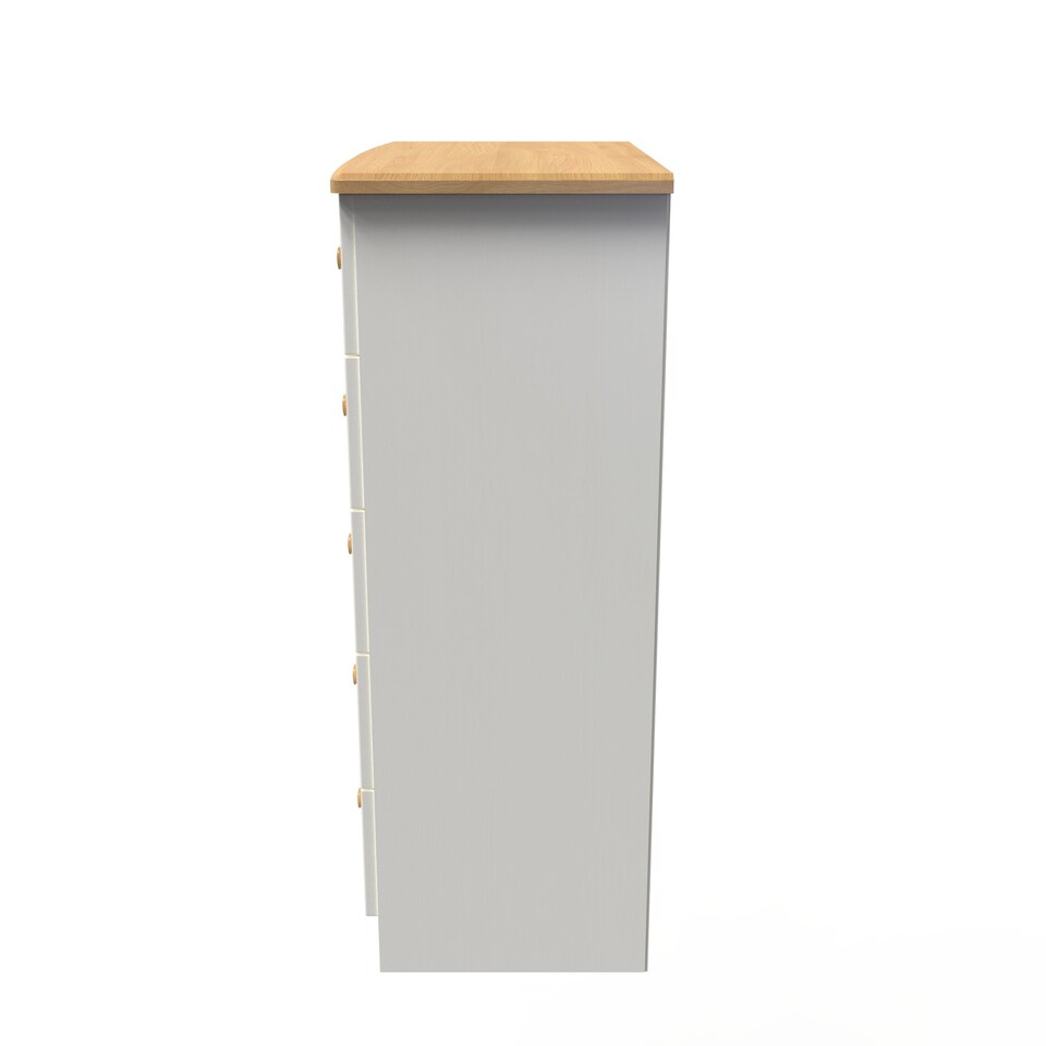 image 1 of Lancaster 5 Drawer Chest of Drawers in Cream Ash & Oak (Ready Assembled) | Cream | Cream Ash & Oak