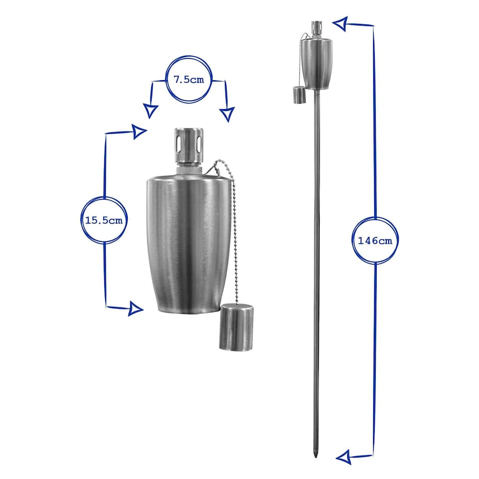 image 1 of Harbour Housewares Metal Garden Torches - Barrel - Black - Pack of 6