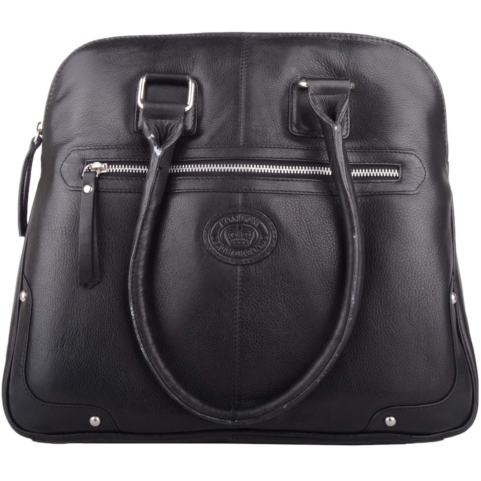 image 1 of London Leathergoods Womens Large Premium Soft Leather Travel / Work Hand Bag / Shoulder Bag | Black | Black