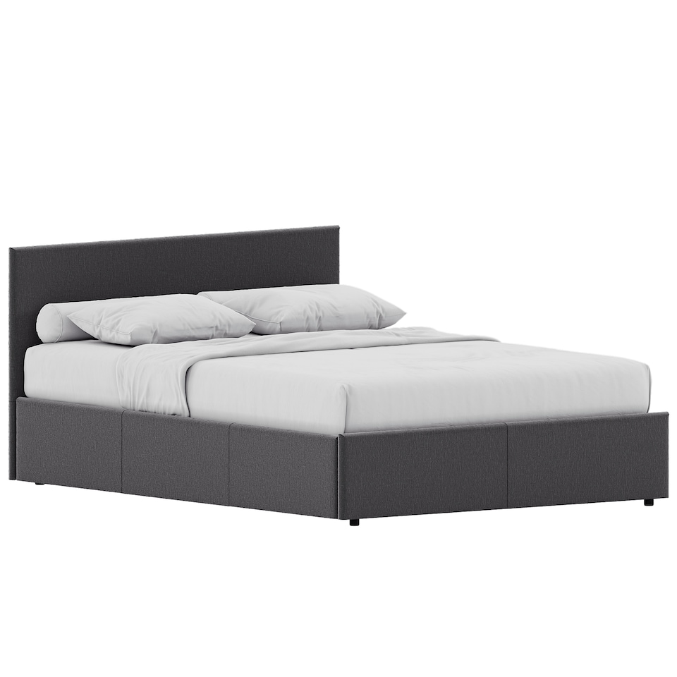image 1 of Vida Designs Veronica 4ft6 Double Ottoman Bed Storage Fabric Upholstered, Dark Grey Linen, 135 x 190cm