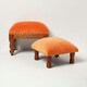 image 6 of Homescapes Mable Burnt Orange Velvet Square Footstool
