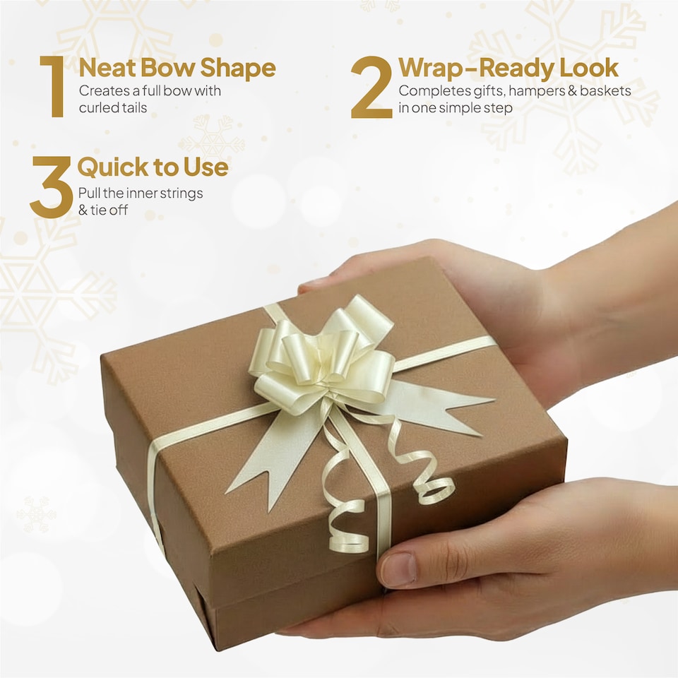 image 1 of 30pcs Ivory 50mm/5cm Large Ribbon Pull Bows for Gift Wrapping, Hampers, Florist Bouquets, Wedding Cars and Party Décor Pullbow | Clear | Clear