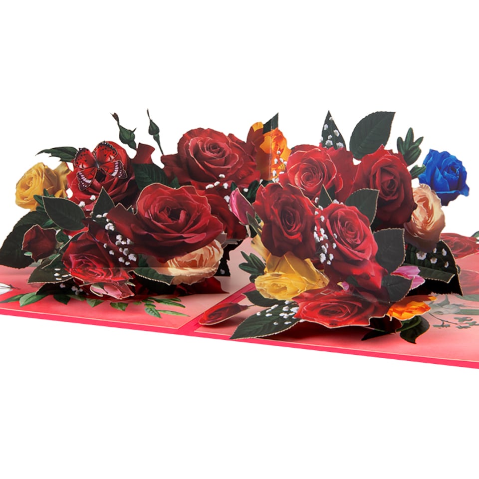 image 1 of Love in Full Bloom Rose Bouquet 3D Pop Up Greeting Card