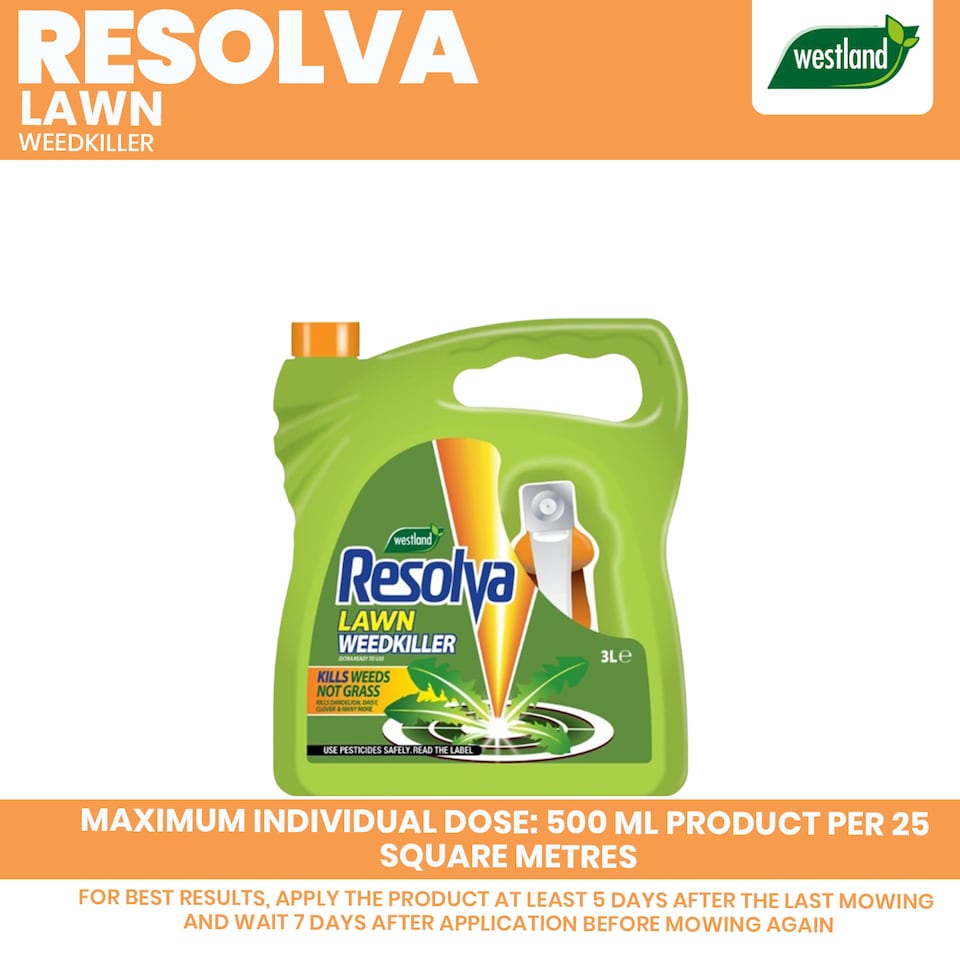 image 1 of Resolva Lawn Weedkiller Extra Ready to Use 3L Broadleaf Weed Control Glyphosate Free | Yellow