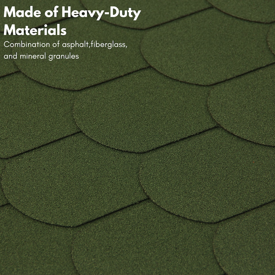 image 1 of Premium Asphalt Roof Shingles - Fish Scales Design 80 x 31.5 cm Weather Resistant Roofing Felt (25 Pcs)
