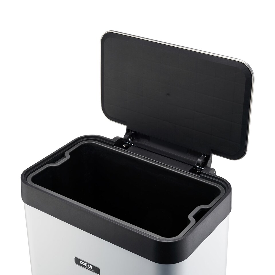 image 1 of Cooks Professional XL Pedal Bin 65L - Recycling or Waste Dustbin with Soft Close Lid | White