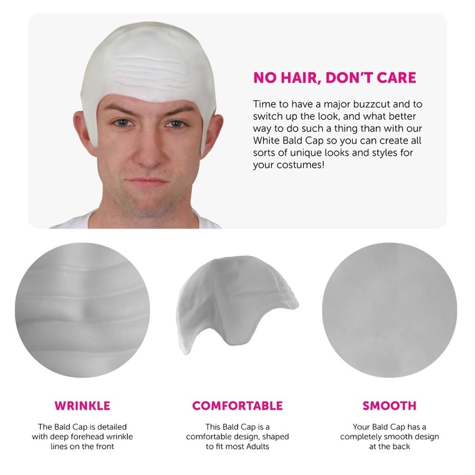 image 1 of Pack of 1 Bald Cap - White White | One Size