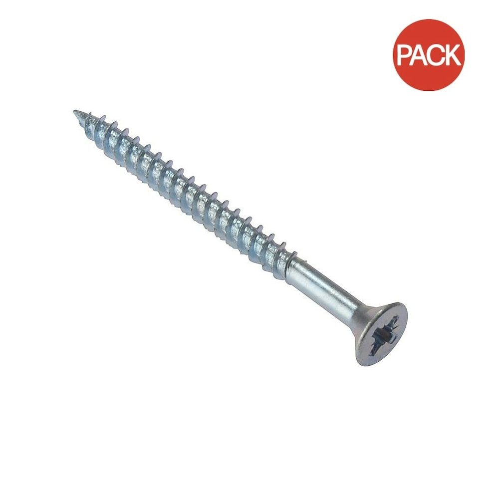 Securit Zinc Plated Wood Screws (Pack of 10) - Silver - 75mm x 6mm