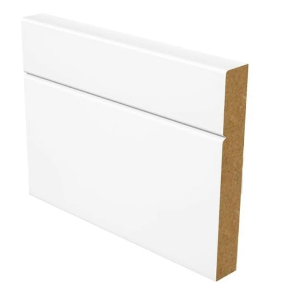 image 1 of PACK OF 15 (Total 15 Units) - V-Groove White MDF Skirting - 18mm x 119mm - 4200mm Length