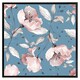 image 2 of Pink flowers on blue (Picutre Frame) Brown | XL
