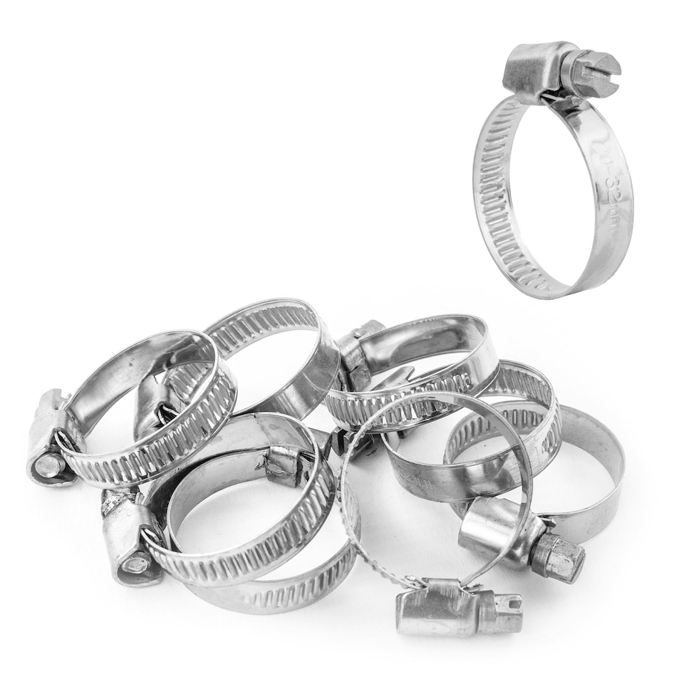 image 1 of KCT Universal 20-32mm Stanless Steel Clips for Hose Pipe - 10 Pack