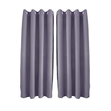Purple Mauve Linen Blackout Eyelet Curtains - 46x54 Inch Drop  2 Panel Purple