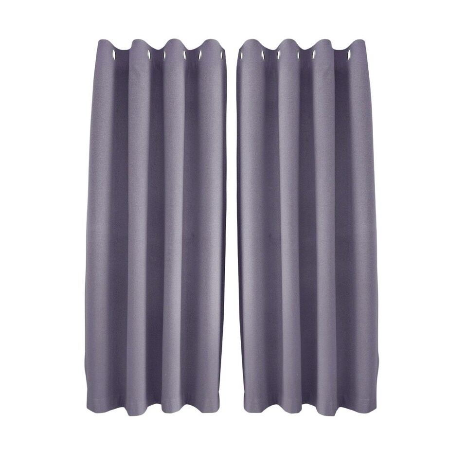 image 1 of Purple Mauve Linen Blackout Eyelet Curtains - 46x54 Inch Drop 2 Panel Purple