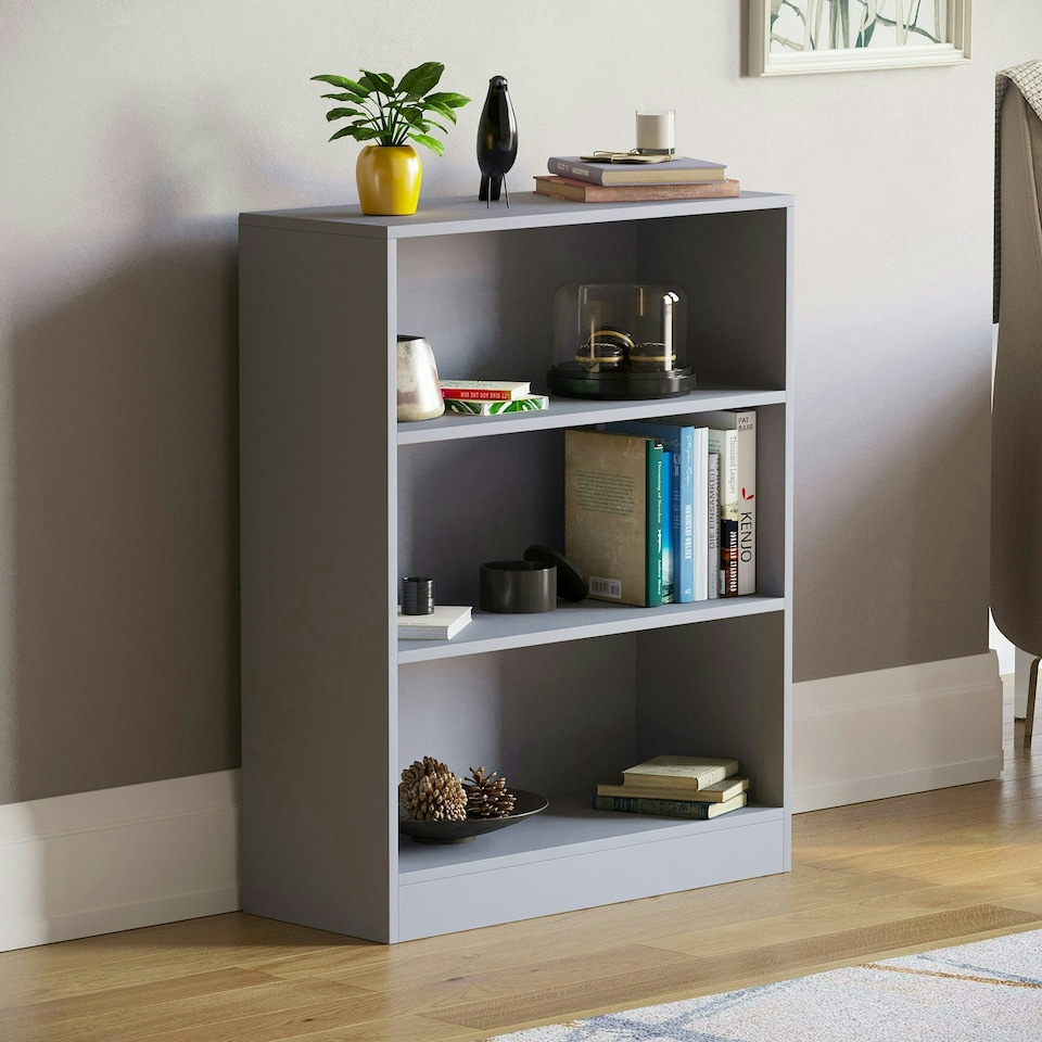 image 1 of Vida Designs Cambridge 3 Tier Low Bookcase Display Storage, Grey