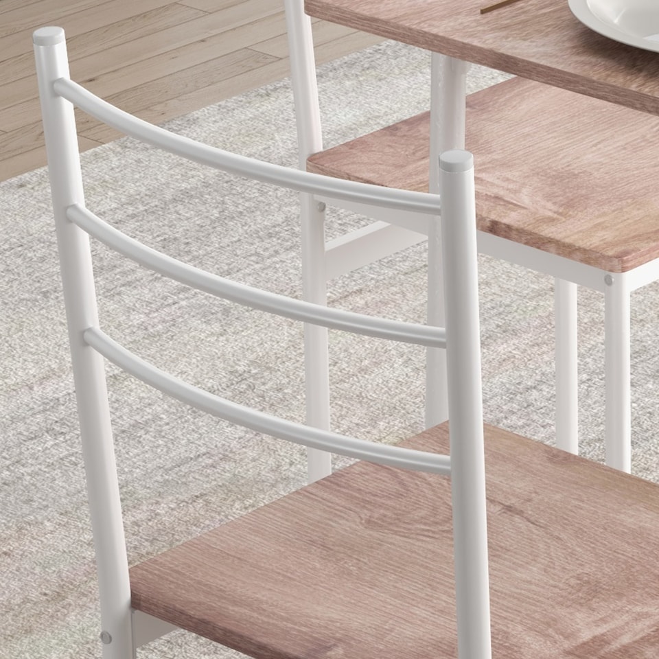 image 1 of HOMCOM 5 Piece Dining Table and Chairs Set, Dining Room Sets, Steel Frame Space Saving Table and 4 Chairs for Compact Kitchens, White