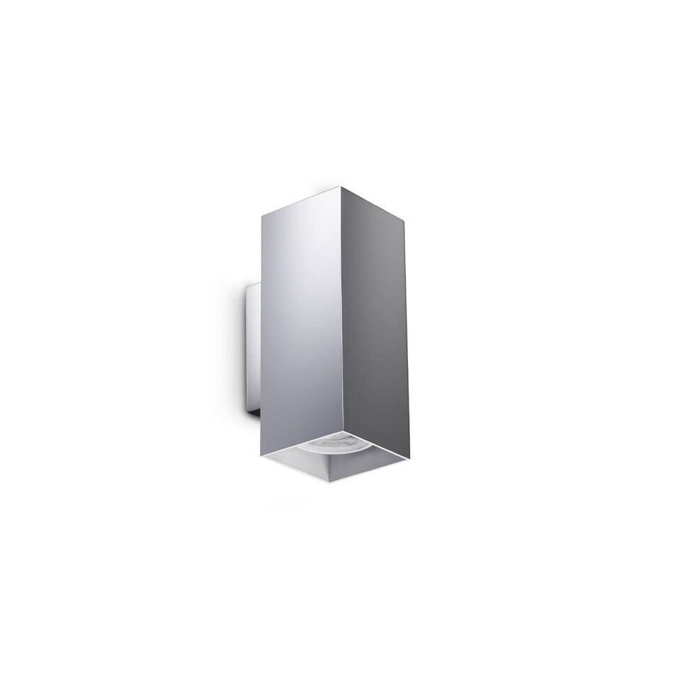 image 1 of Look 15cm Square Up & Down Wall Lamp Chrome 2x GU10