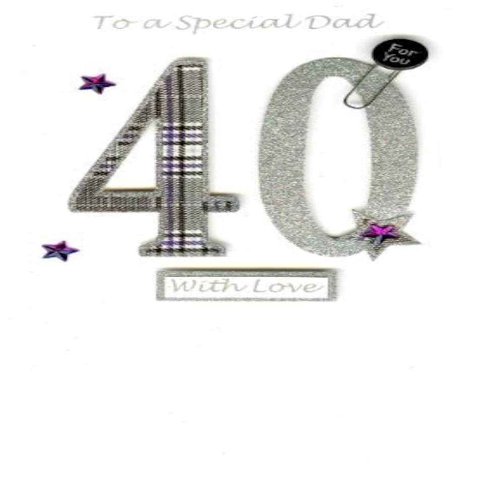 image 1 of Dad 40th Special Birthday Greeting Card Hand-Finished Champagne Cards
