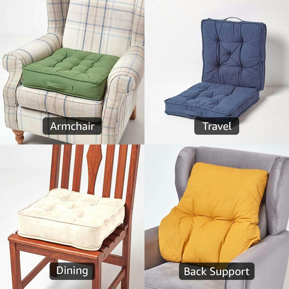 image 1 of Homescapes Grey Faux Suede Dining Chair Booster Cushion | Grey | Grey | 40cm x 40cm x 10cm (16" x 16" x 4")