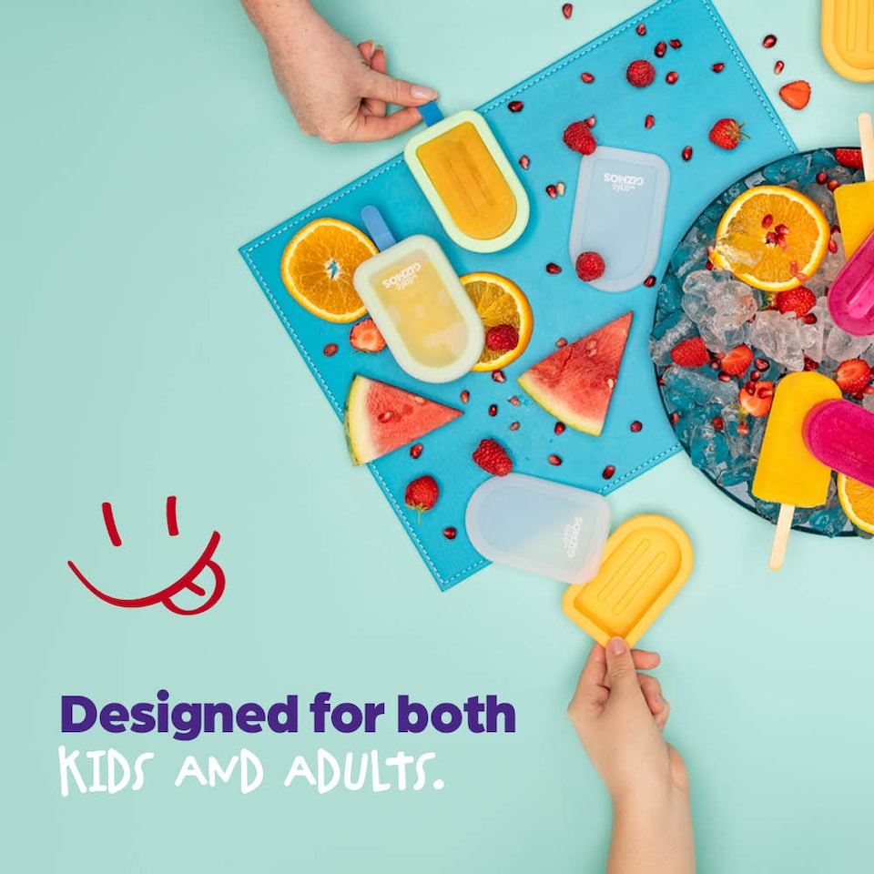 image 1 of 4 Ice Lolly Moulds with Sticks Orange and Green