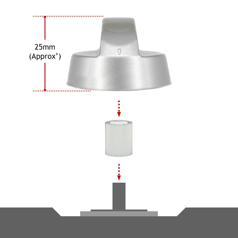 image 1 of SPARES2GO Universal Silver Control Knobs for All Makes and Models of Oven Cooker & Hob (Pack of 4)