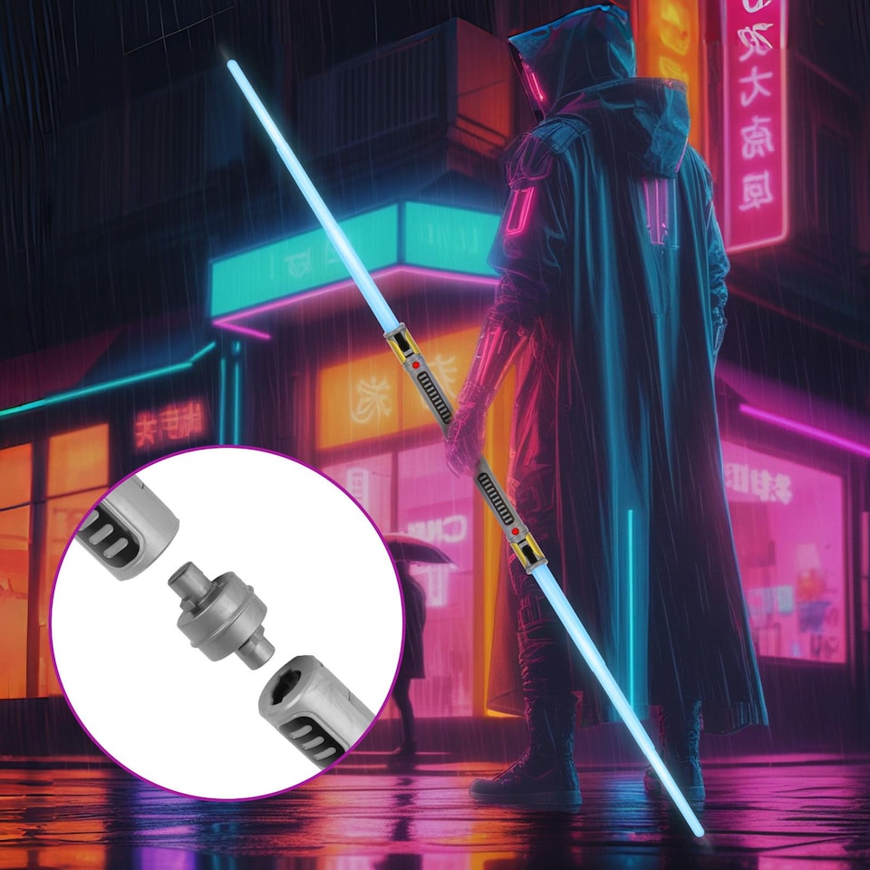 image 1 of Space Sword Telescopic Light-Up Toy - 7-Color LED, Sound Effects, Mute Mode & 60-Inch Extendable Role-Play Toy for Kids Ages 3plus