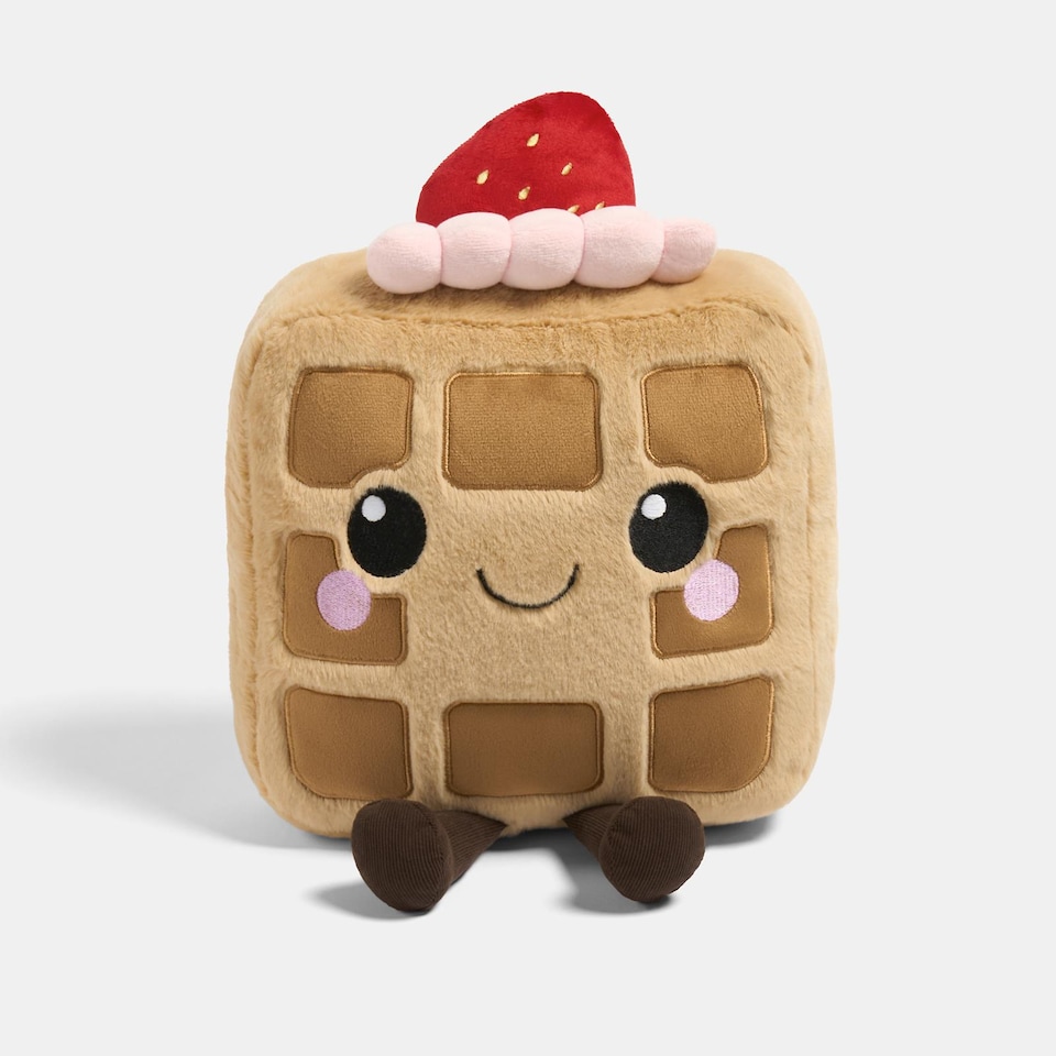 image 1 of OHS Sweetie Pie Filled Novelty Scatter Cushion Soft Fleece Toy Pillow | Brown | Honey the Waffle