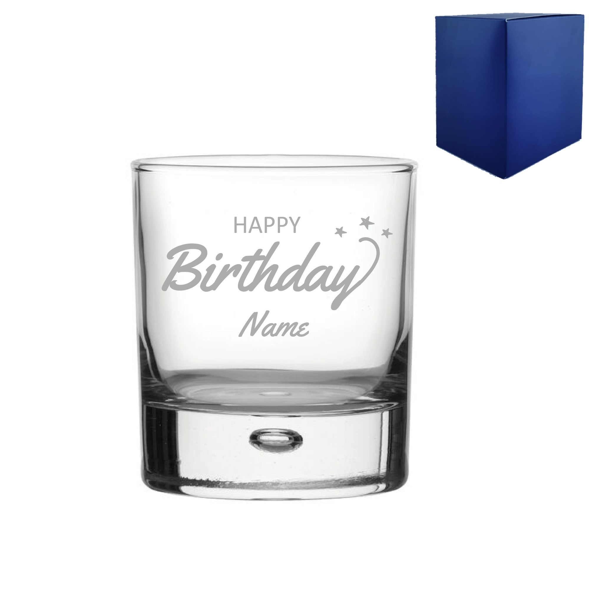 Uniqueful Personalised Engraved Happy Birthday Bubble Whisky Gift Boxed in Clear