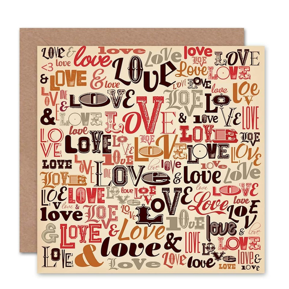 image 1 of Love Romance Typography Words Anniversary Valentines Day Card