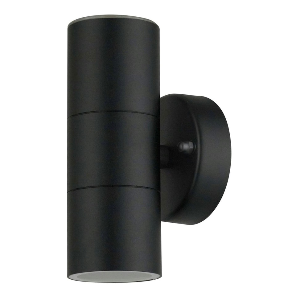 image 1 of First Choice Lighting Set of 2 Blaze Black Outdoor Up Down Wall Lights Black | Clear