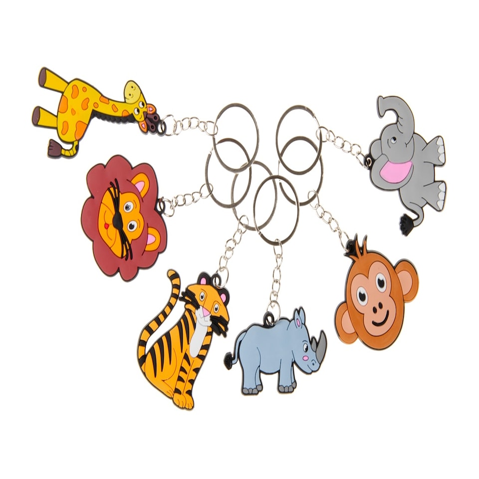 image 1 of Pack of 12 Wild Animal Design Keychains