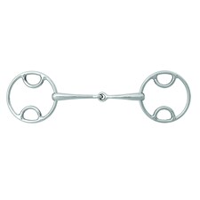 Korsteel Stainless Steel Jointed Beval Loose Ring Snaffle Bit - Silver - 5in