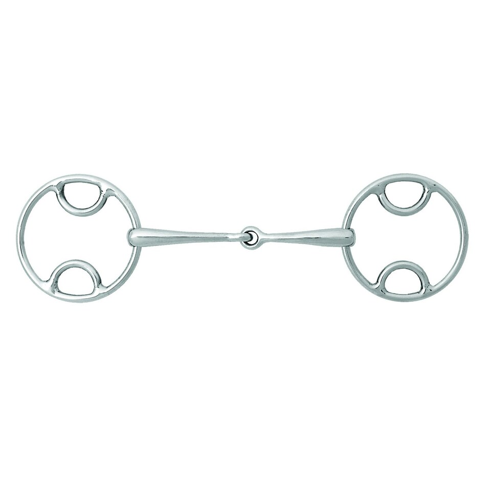 Korsteel Stainless Steel Jointed Beval Loose Ring Snaffle Bit - Silver - 5in