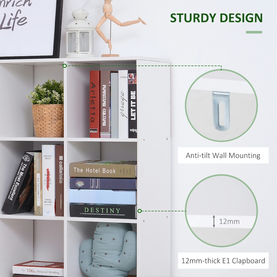 image 1 of HOMCOM 9 Cube Storage Unit Cabinet Bookcase Display Shelves, White