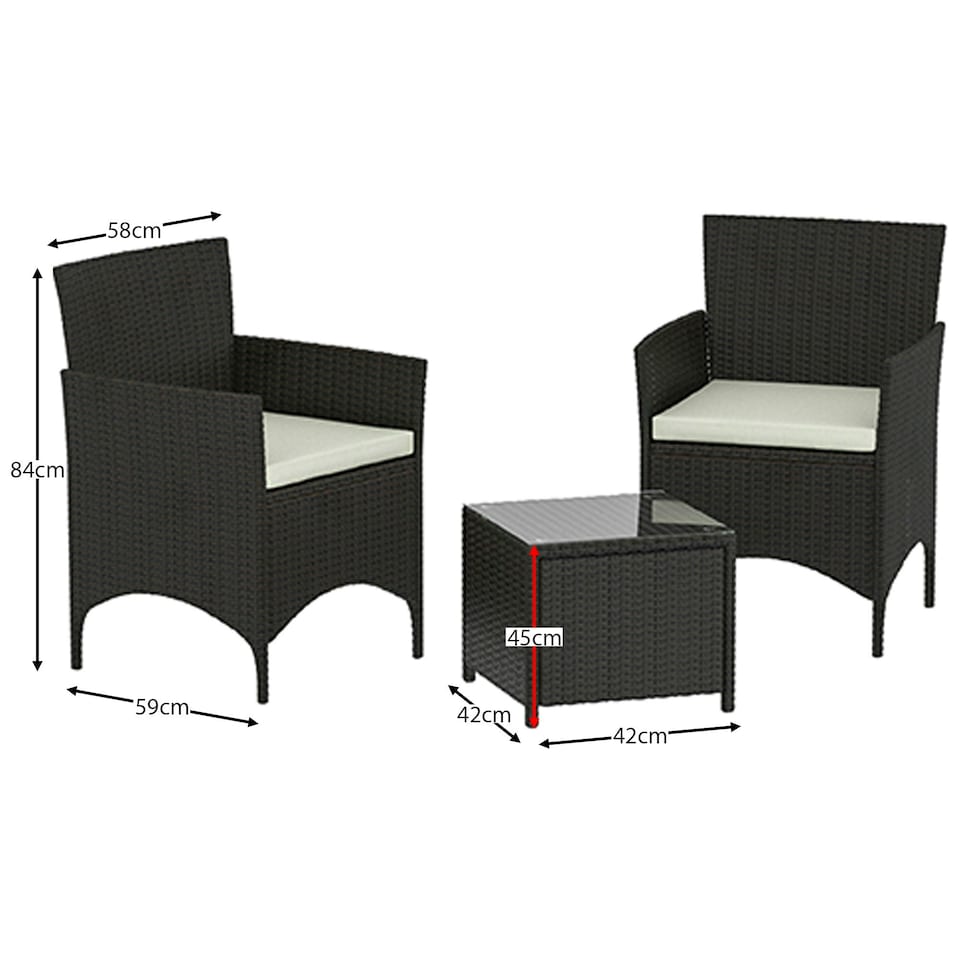 image 1 of Garden Vida Bali 2 Seater Rattan Set Chair Coffee Table Outdoor Garden Furniture, Brown