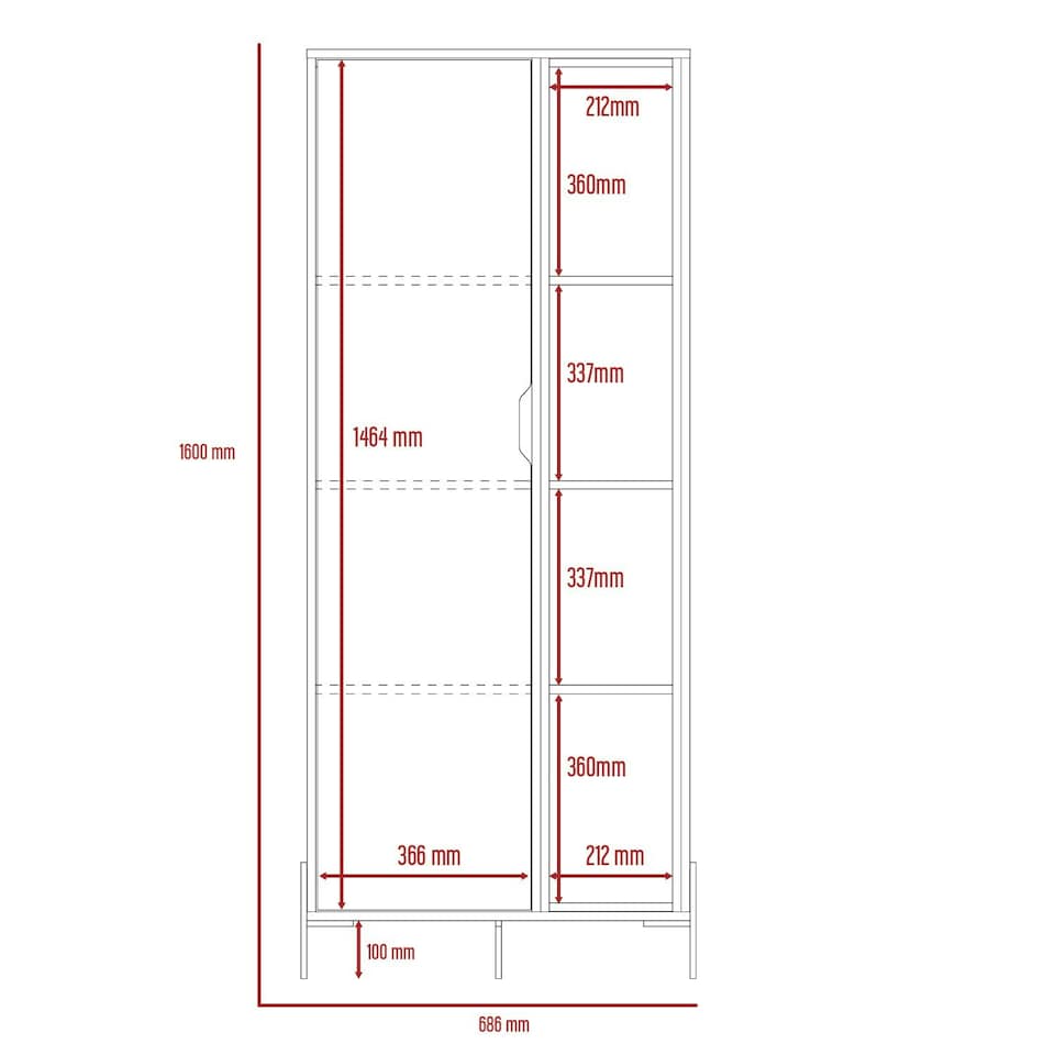 image 1 of Core Products Dallas Bookcase Display Unit - White & Carbon Grey Oak Effect, H160.0cm x W68.6cm x D42.3cm White