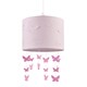 image 1 of Soft Pink Cotton Fabric Childrens Pendant Shade with Butterfly Decor