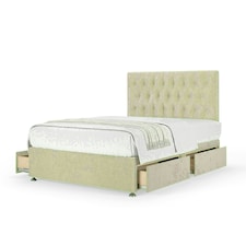 Cream Naples Velvet 4 Drawer Divan Base and Lona Headboard Small Double