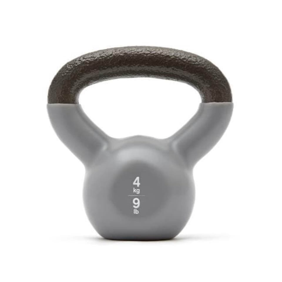 image 1 of Reebok 4.0 kg Cast Iron Kettlebell, Vinyl-Coated with Wide Handle | Multi | Grey/black | 4