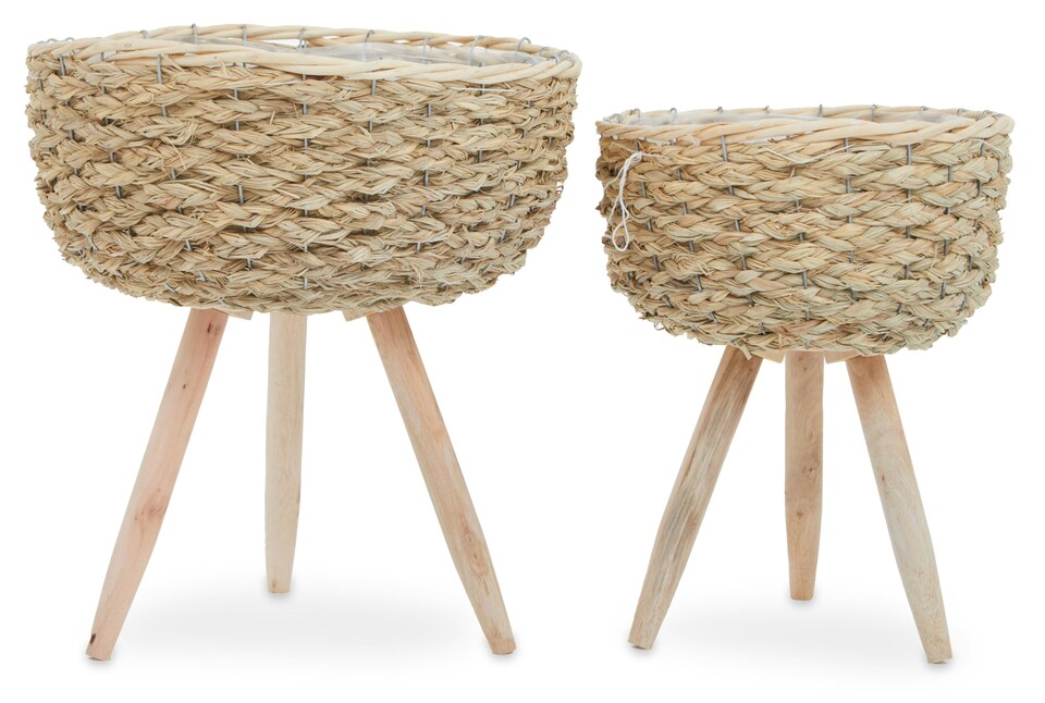 image 1 of Lentigo Set Of Two Natural Planters | Cream