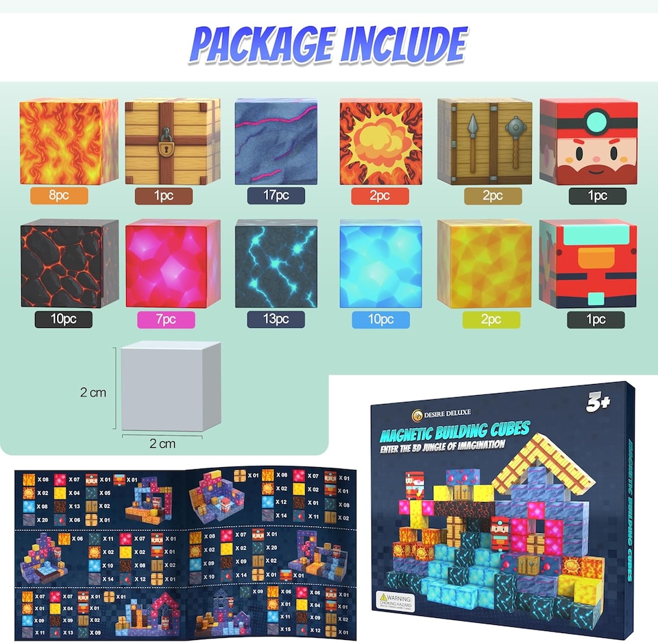 image 1 of Magnetic Cubes for Kids – 3D Building Blocks STEM Toys, Montessori Magnetic Building Blocks for Toddlers, Preschool Learning Toys, Creative Construction Toys for Boys & Girls Ages 3+