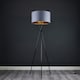 image 2 of ValueLights Camden Black Tripod Floor Lamp Grey & Gold Shade & Bulb Gold