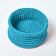 image 2 of Homescapes Teal Blue Cotton Knitted Round Storage Basket - 37 x 21cm | Blue | Teal Blue